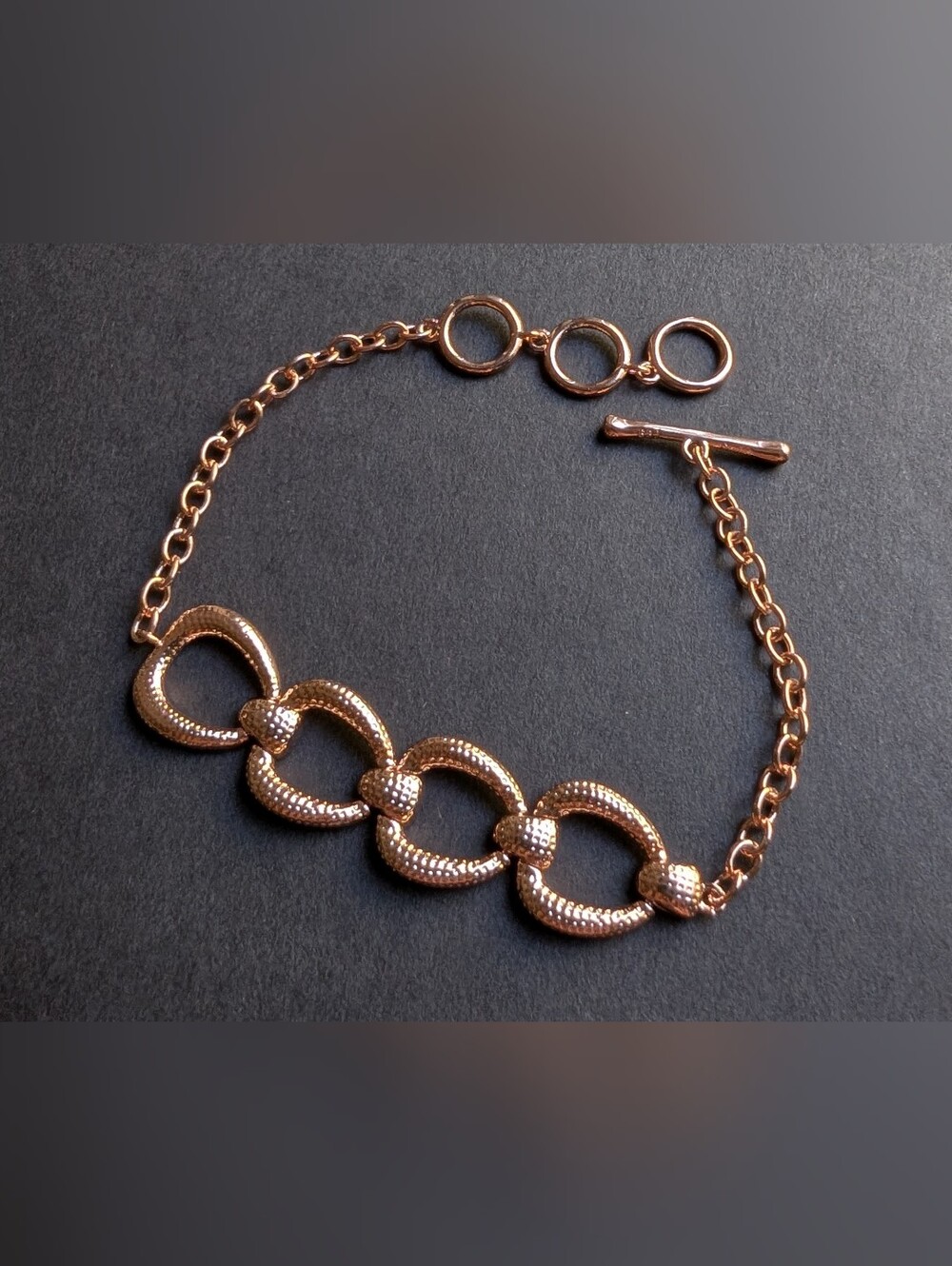 Textured Link Copper Toggle Bracelet